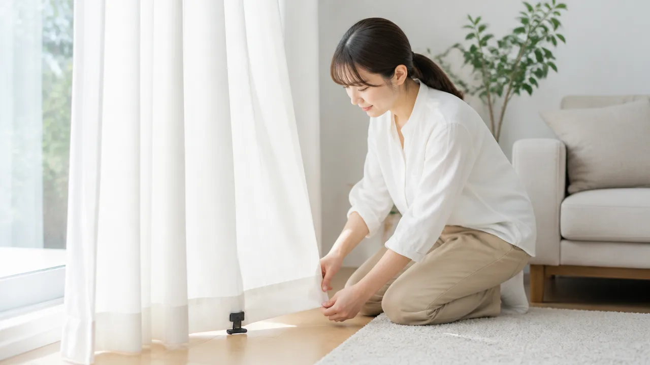 カーテンが長すぎるときの応急処置｜切らずに丈を整える簡単な方法